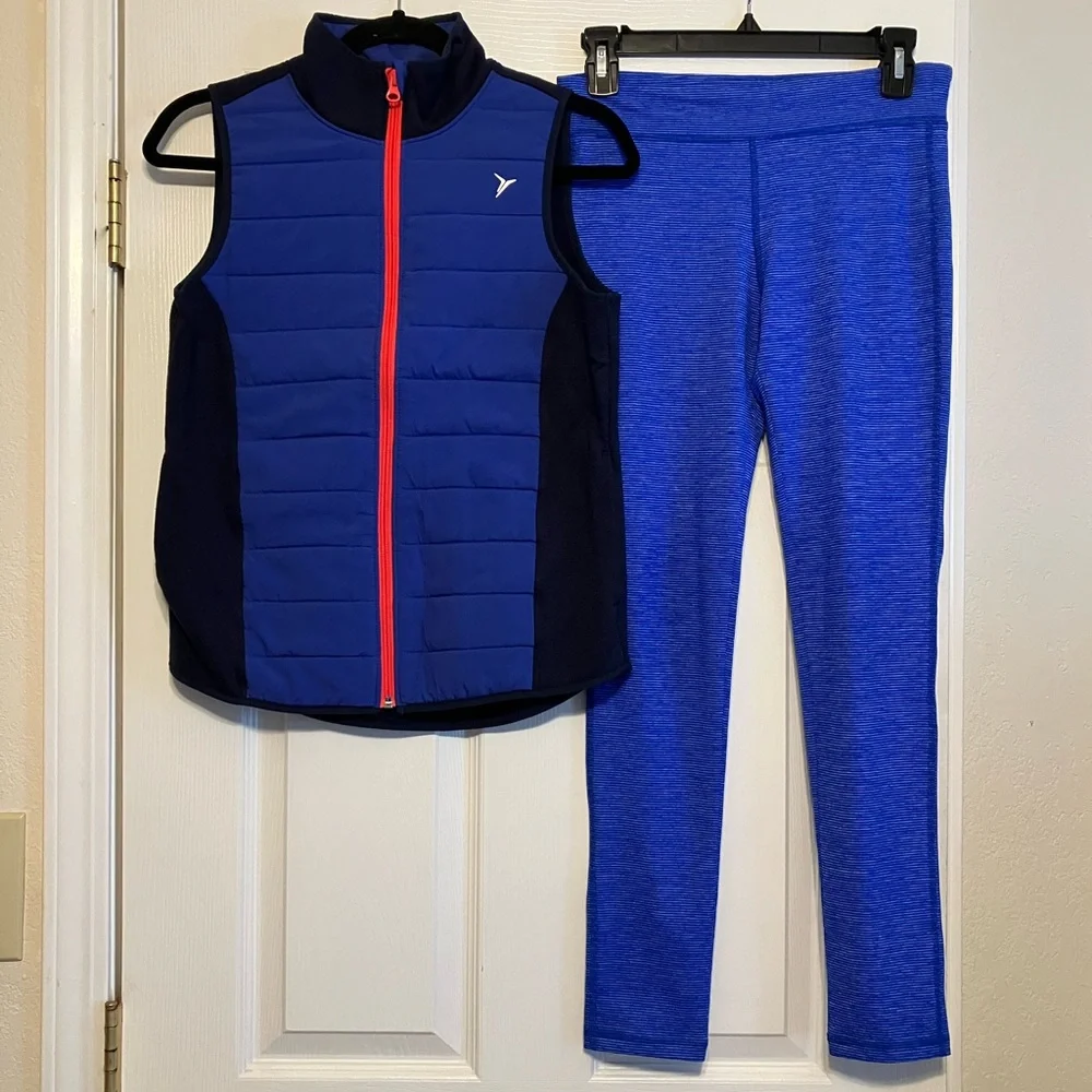 Matching Set Old Navy Active Girl’s Lost at Sea Ultraviolet blue vest & leggings
